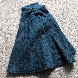 Green Lace Pattern Skater Skirt